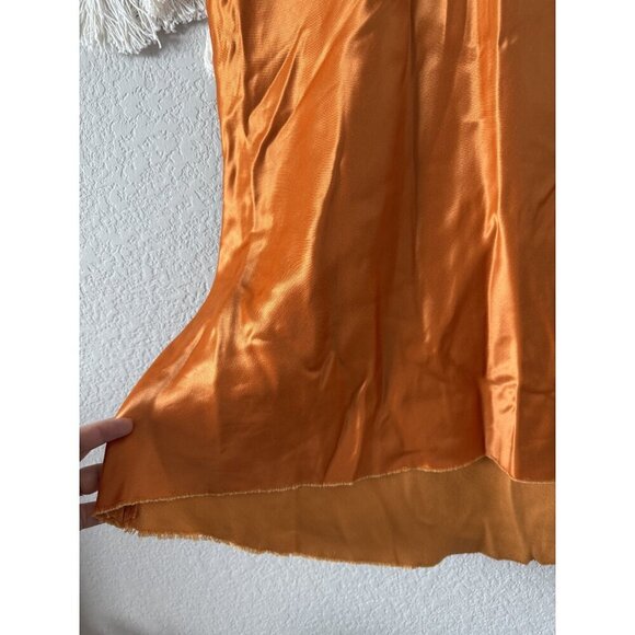 Tibi Satin Silky Raw Hem Orange Midi Skirt Aline Beachy Glam Timeless Elegant 8 - Picture 4 of 10